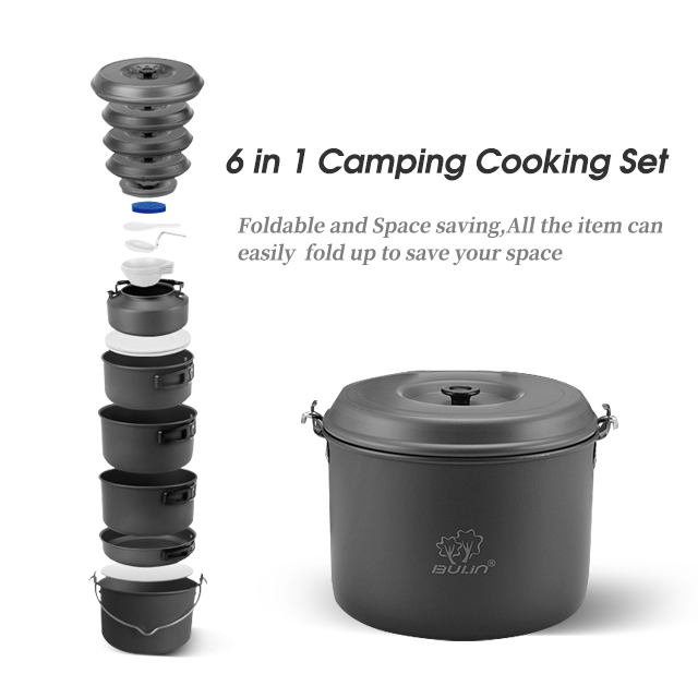Juego de utensilios de cocina para acampar de dos tazas de aluminio para senderismo